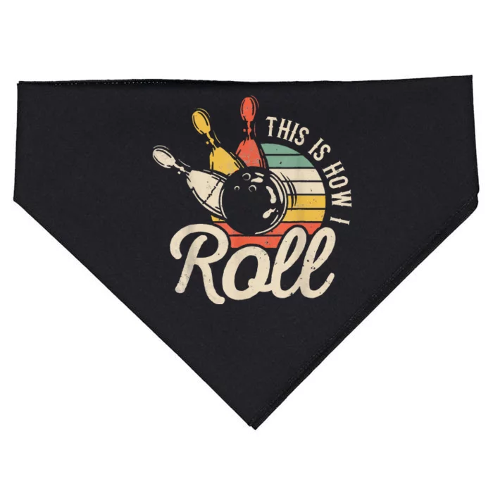 This Is How I Roll Retro Funny Bowling Team Bowler Women Men USA-Made Doggie Bandana