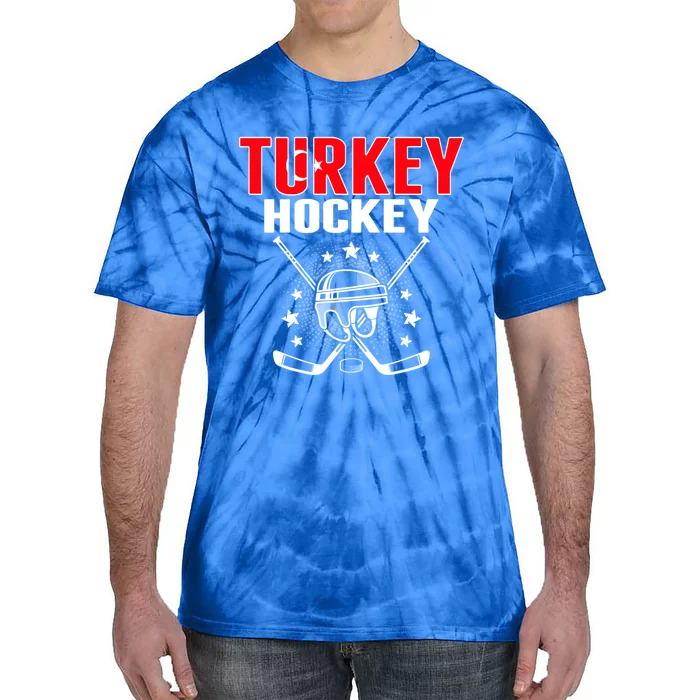 Turkey Ice Hockey Fans Jersey Turkish Flag Puck Hockey Stick Cool Gift Tie-Dye T-Shirt