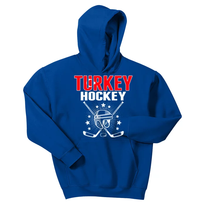 Turkey Ice Hockey Fans Jersey Turkish Flag Puck Hockey Stick Cool Gift Kids Hoodie