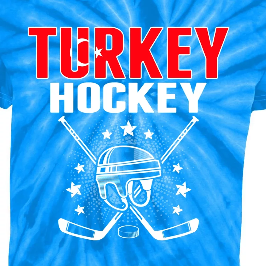 Turkey Ice Hockey Fans Jersey Turkish Flag Puck Hockey Stick Cool Gift Kids Tie-Dye T-Shirt