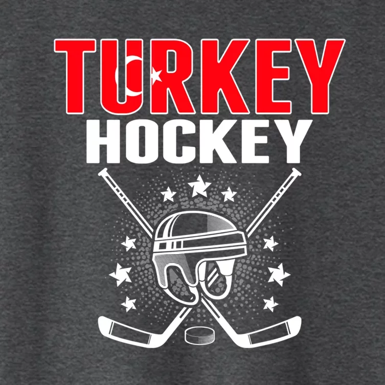 Turkey Ice Hockey Fans Jersey Turkish Flag Puck Hockey Stick Cool Gift Women's Crop Top Tee