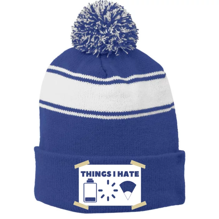 Things I Hate Programmer Gamer Funny Gamer Gift Stripe Pom Pom Beanie