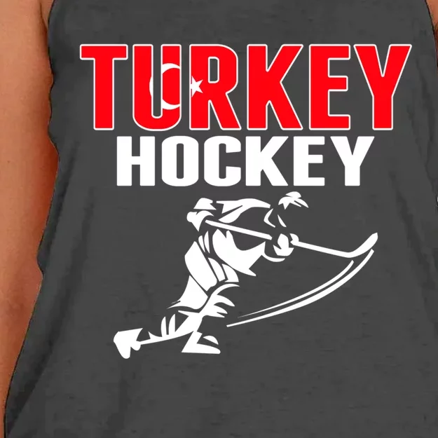 Turkey Ice Hockey Fans Jersey Turkish Hockey Team Supporter Great Gift Women's Knotted Racerback Tank