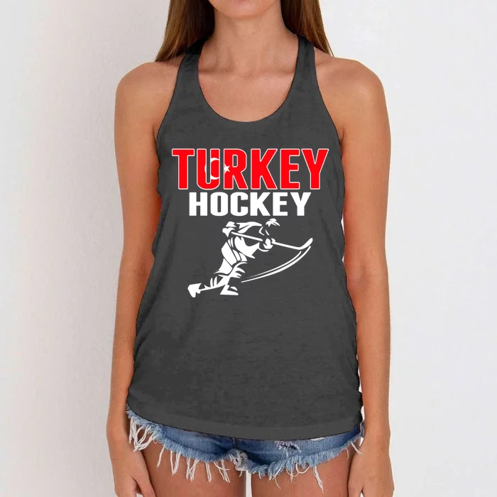 Turkey Ice Hockey Fans Jersey Turkish Hockey Team Supporter Great Gift Women's Knotted Racerback Tank