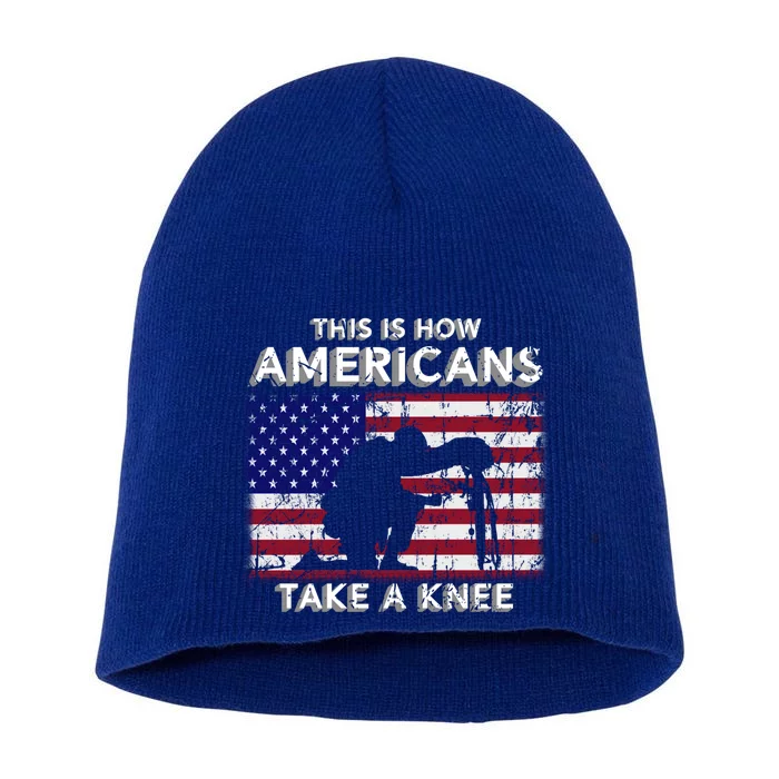 This Is How Americans Take A Knee Veteran Gift Short Acrylic Beanie