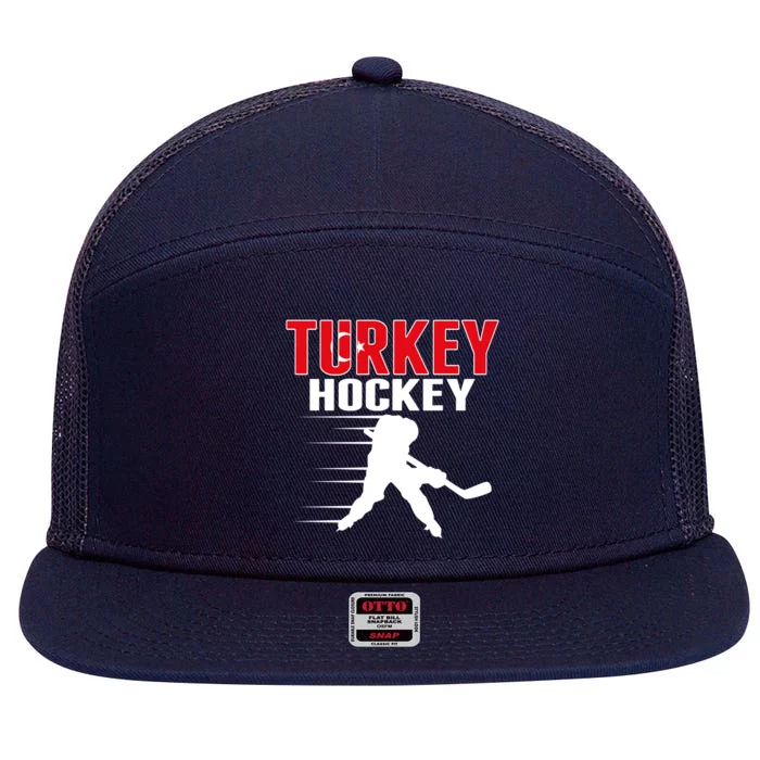 Turkey Ice Hockey Fans Jersey Turkish Hockey Team Supporter Cool Gift 7 Panel Mesh Trucker Snapback Hat