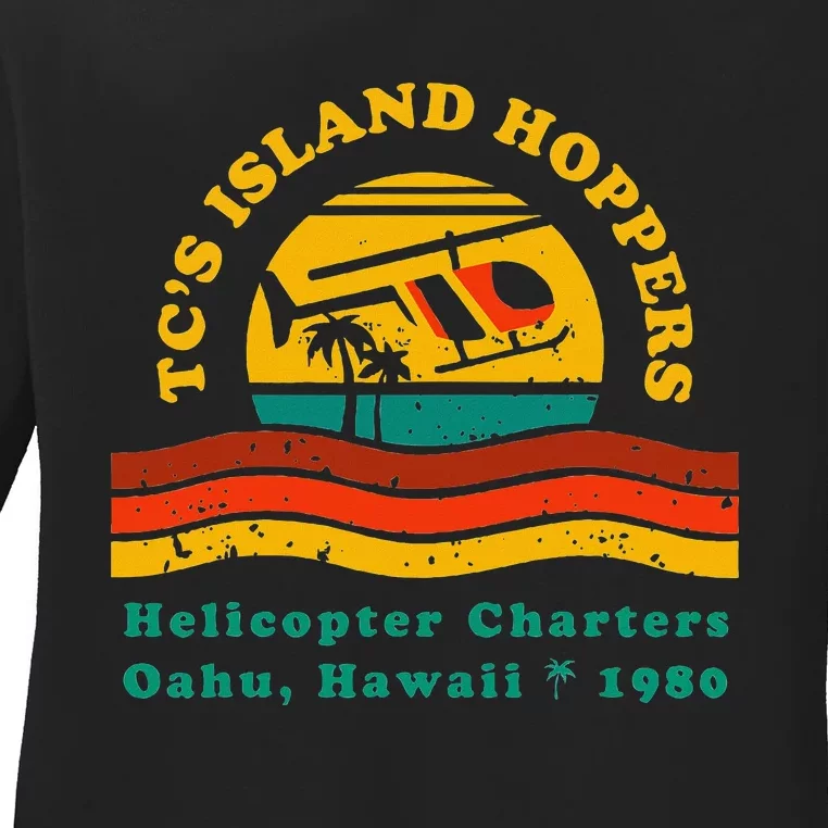 TcS Island Hoppers Helicopter Charters Hawaii Since 1980 Ladies Long Sleeve Shirt