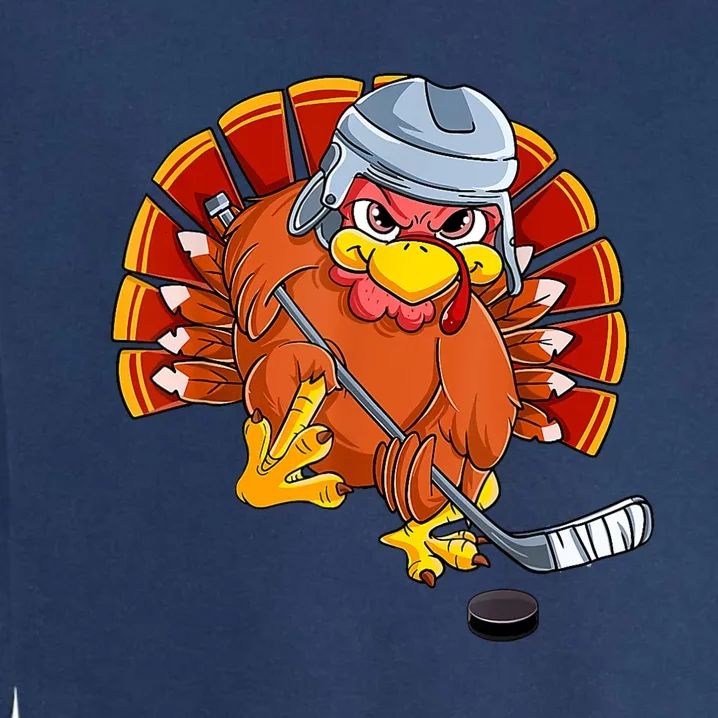 Thanksgiving Ice Hockey Turkey Playing Hockey Thankful Garment-Dyed Sweatshirt