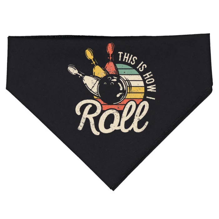 This Is How I Roll Retro Bowling Bowler Funny Gift USA-Made Doggie Bandana