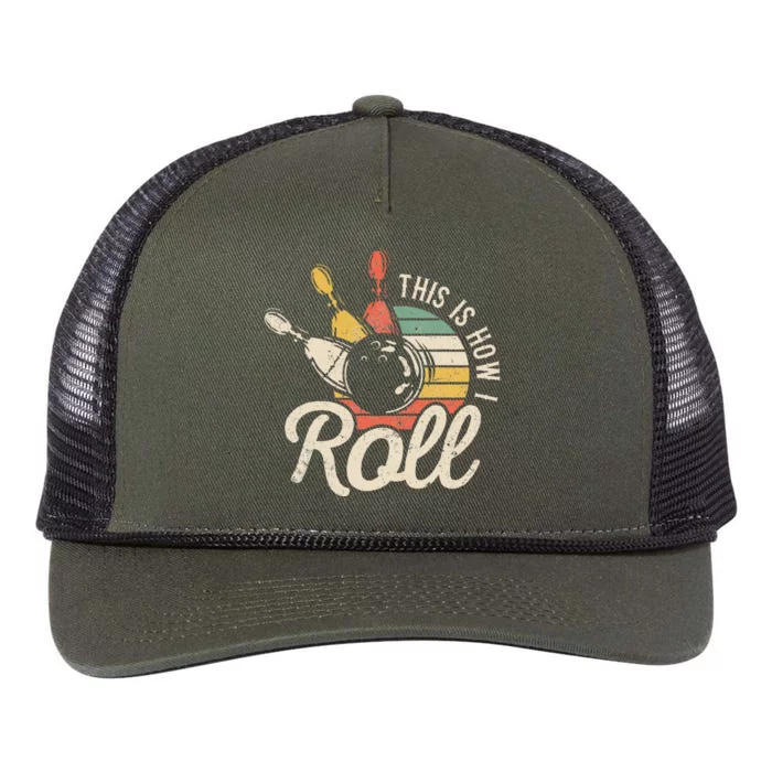 This Is How I Roll Retro Bowling Bowler Funny Gift Retro Rope Trucker Hat Cap