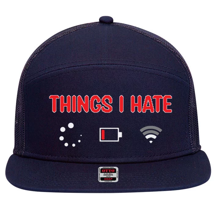 Things I Hate Programmer Software Developer Engineer Coder Gift 7 Panel Mesh Trucker Snapback Hat