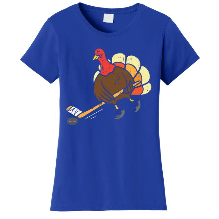 Turkey Ice Hockey Funny Thanksgiving Sport Cool Gift Women's T-Shirt