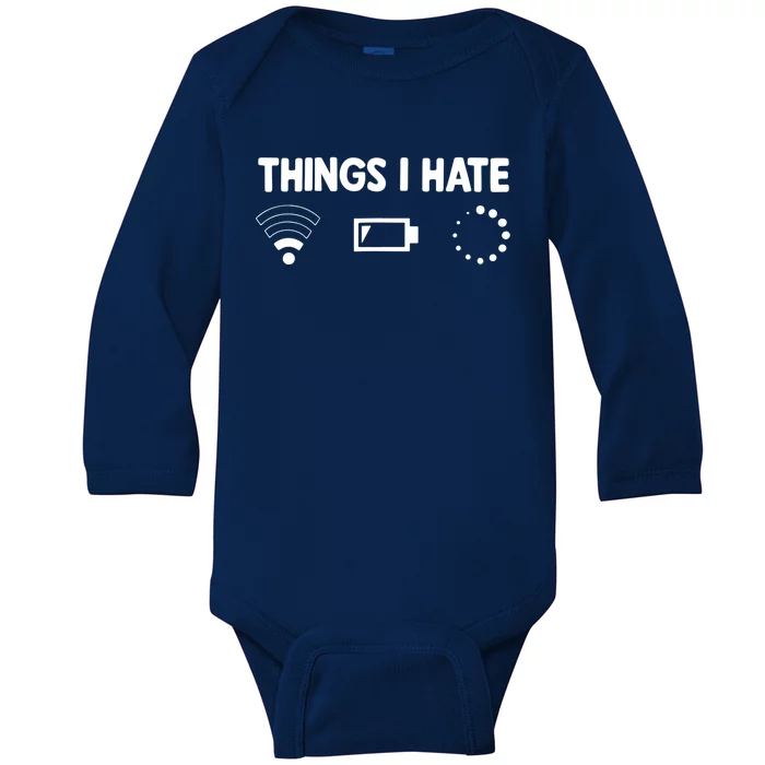 Things I Hate Programmer Gamer Gift Baby Long Sleeve Bodysuit