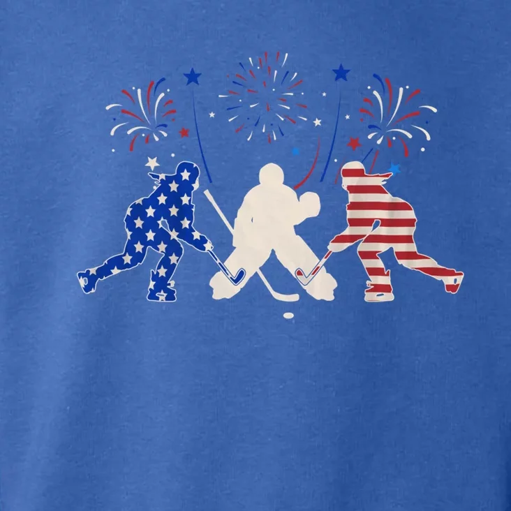 Three Ice Hockey 4th Of July Patriotic American Flag Cool Gift Toddler Hoodie