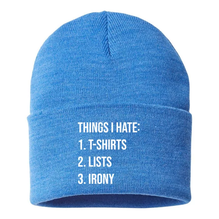 Things I Hate Great Gift List Irony Things I Hate Cute Gift Sustainable Knit Beanie