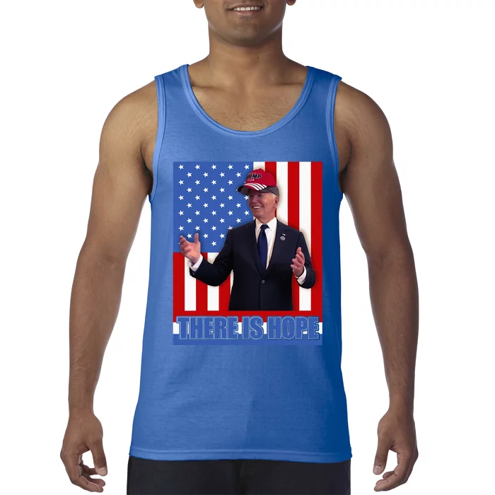 There Is Hope Joe Biden Wearing Trump Hat Tank Top