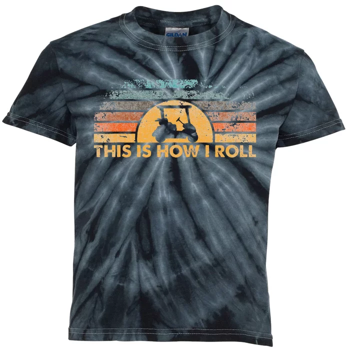 This Is How I Roll Vintage Golf Cart Kids Tie-Dye T-Shirt