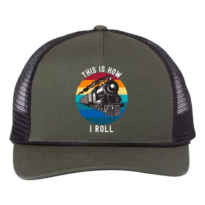 This Is How I Roll Train Funny Locomotive & Railroad Lover Retro Rope Trucker Hat Cap