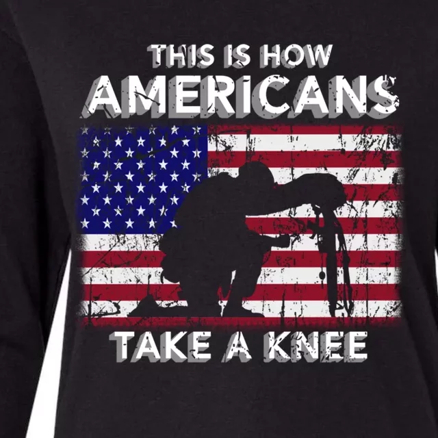 This Is How Americans Take A Knee Veteran Great Gift Womens Cotton Relaxed Long Sleeve T-Shirt