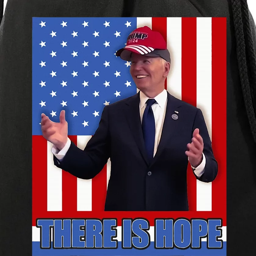 There Is Hope Joe Biden Wearing Trump Hat Drawstring Bag