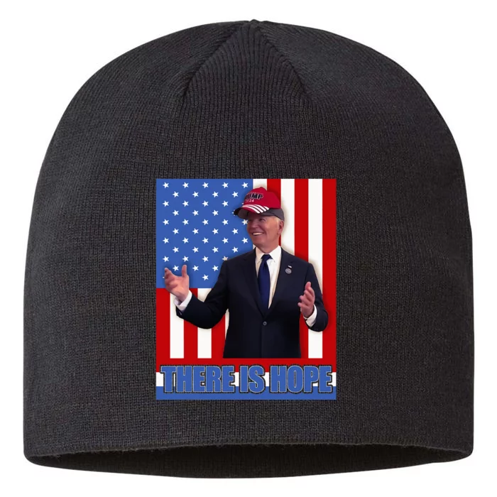 There Is Hope Joe Biden Wearing Trump Hat 8 1/2in Sustainable Knit Beanie