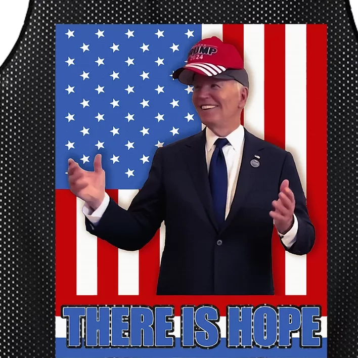 There Is Hope Joe Biden Wearing Trump Hat Mesh Reversible Basketball Jersey Tank