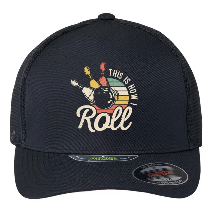 This Is How I Roll Retro Bowling Bowler Funny Gift Cap Sleeve Flexfit Unipanel Trucker Cap