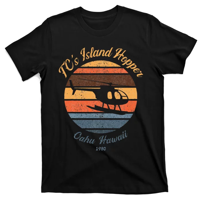 TcS Island Hoppers Helicopter Vintage Sunset 80S Worn T-Shirt