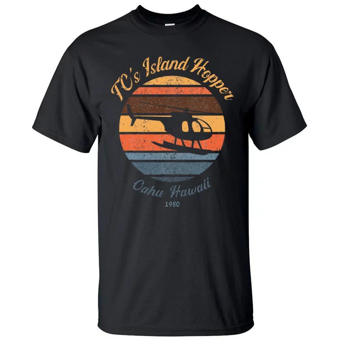 TcS Island Hoppers Helicopter Vintage Sunset 80S Worn Tall T-Shirt