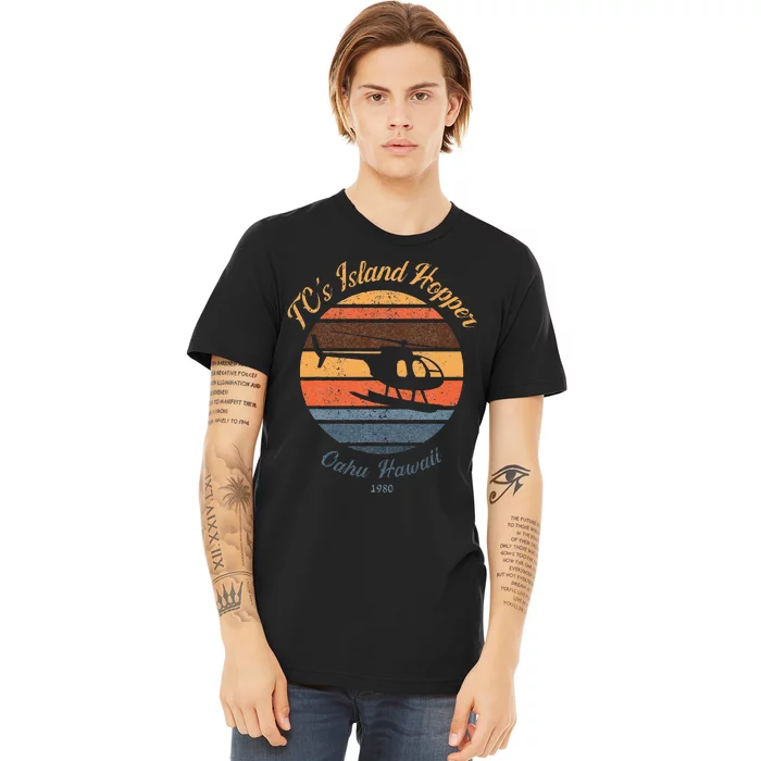 TcS Island Hoppers Helicopter Vintage Sunset 80S Worn Premium T-Shirt