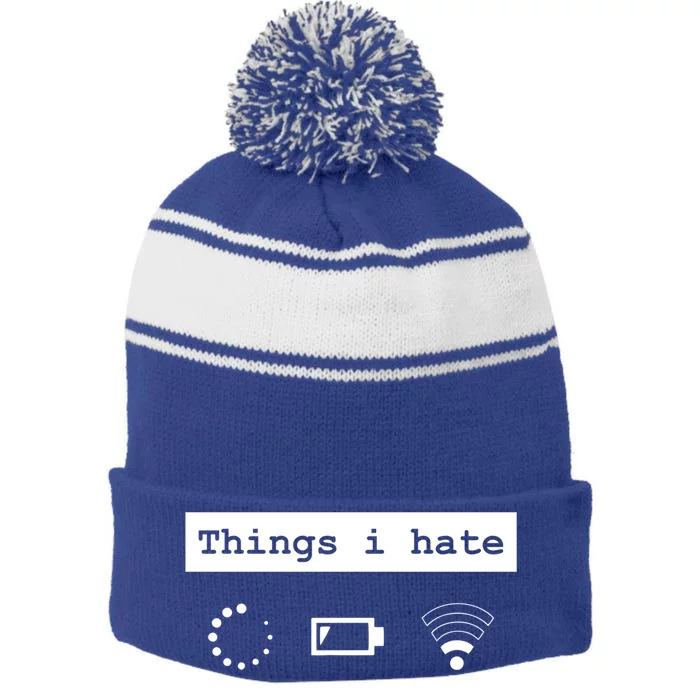 Things I Hate Gamer Nerd Design For Gamer And Pc Lover Gift Stripe Pom Pom Beanie