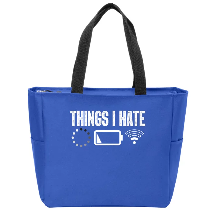 Things I Hate Funny Computer Programmer Gamer Nerd Gift Zip Tote Bag