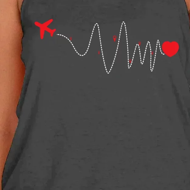 This Is How My Heart Beats Pilot Aviation Airplane Flying Women's Knotted Racerback Tank