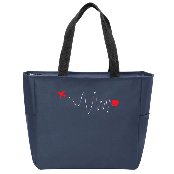 This Is How My Heart Beats Pilot Aviation Airplane Flying Zip Tote Bag