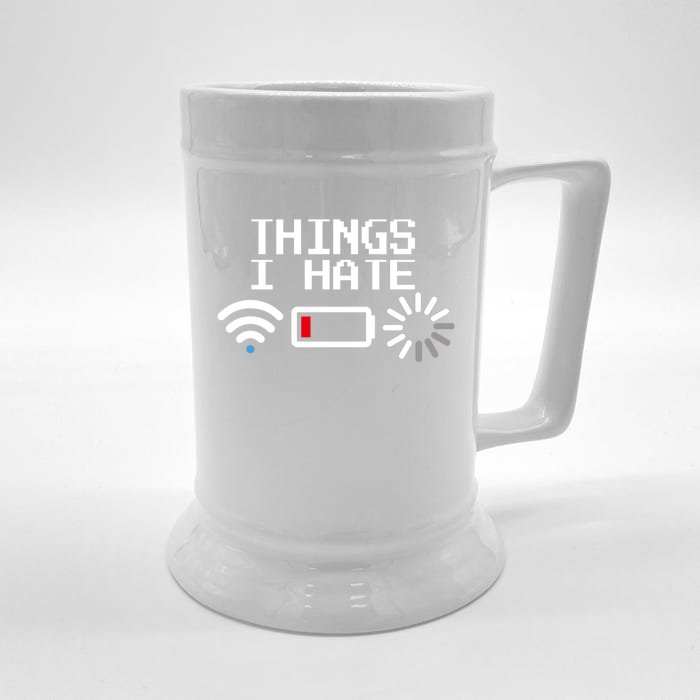 Things I Hate Funny Programmer Gamer Computer Geek Gift Front & Back Beer Stein