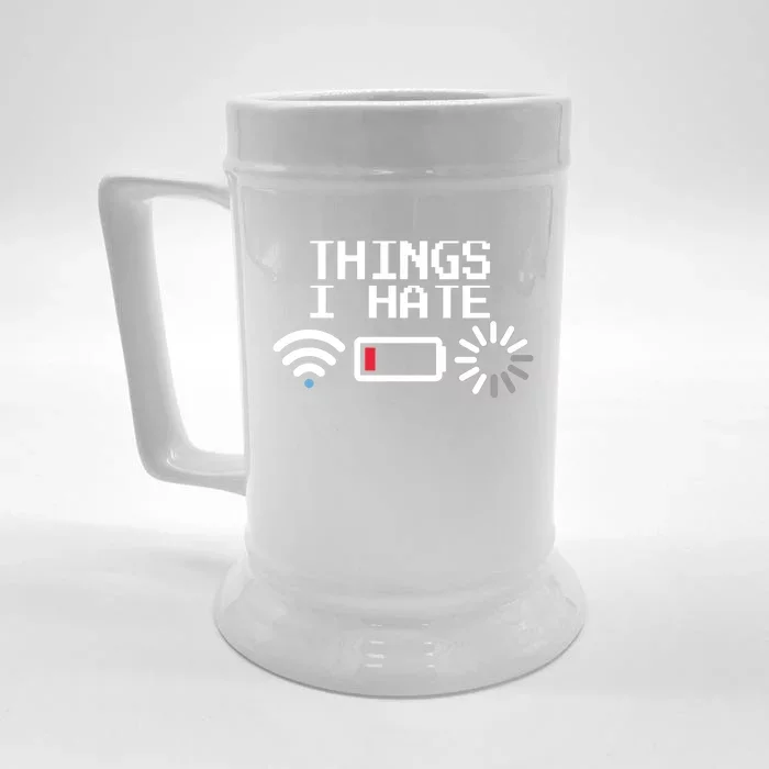 Things I Hate Funny Programmer Gamer Computer Geek Gift Front & Back Beer Stein