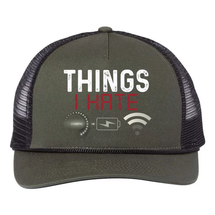 Things I Hate Programmer Gamer Computer Nerd Streaming Funny Great Gift Retro Rope Trucker Hat Cap