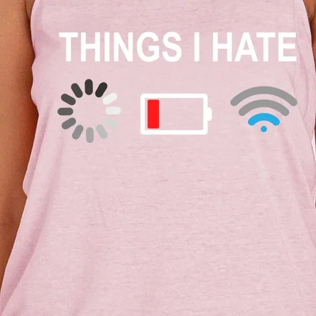 Things I Hate Funny Programmer Gamer Computer Nerd Streaming Funny Gift Women's Knotted Racerback Tank