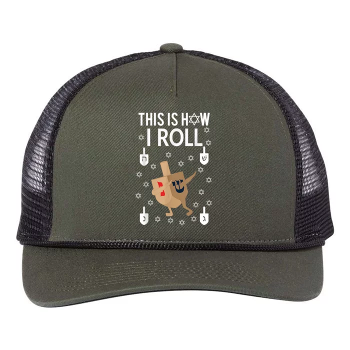 This Is How I Roll Happy Hanukkah Shirt Dab Dreidel Chanukah Gift Retro Rope Trucker Hat Cap