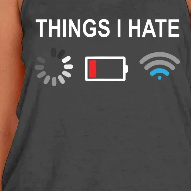 Things I Hate Funny Programmer Gamer Computer Nerd Streaming Women's Knotted Racerback Tank