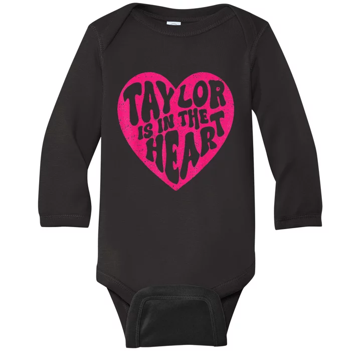 Taylor Is In The Heart Groovy 80S Vintage Baby Long Sleeve Bodysuit