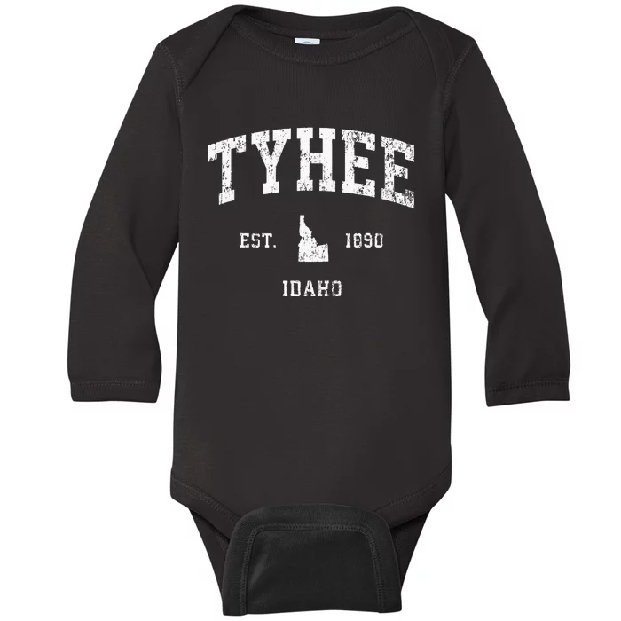 Tyhee Idaho ID Vintage Athletic Sports Baby Long Sleeve Bodysuit