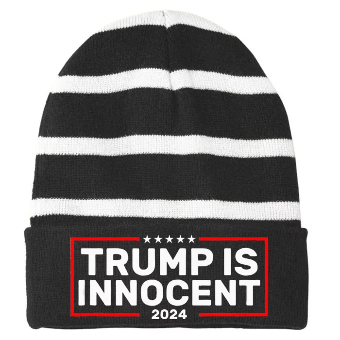 Trump Is Innocent Striped Beanie with Solid Band