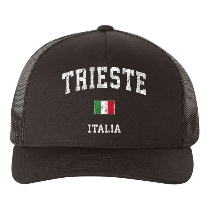 Trieste Italy Italia Vintage Athletic Sports Yupoong Adult 5-Panel Trucker Hat