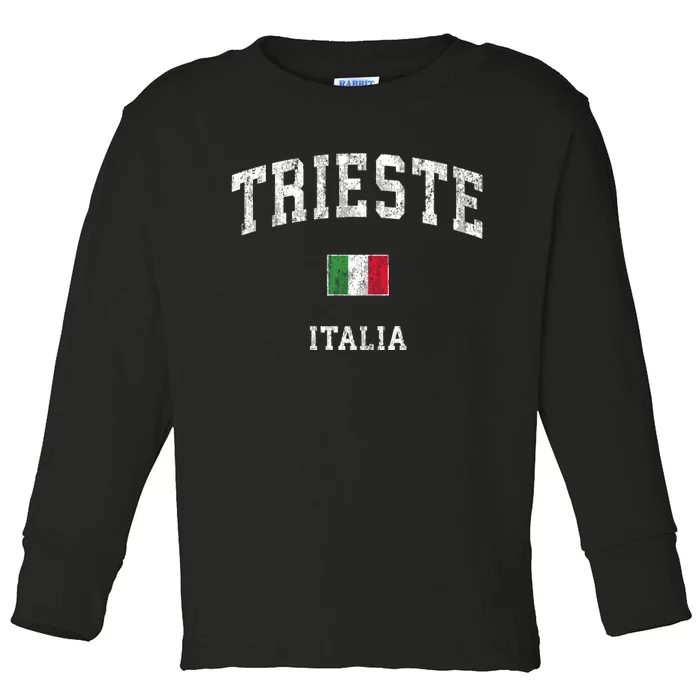 Trieste Italy Italia Vintage Athletic Sports Toddler Long Sleeve Shirt