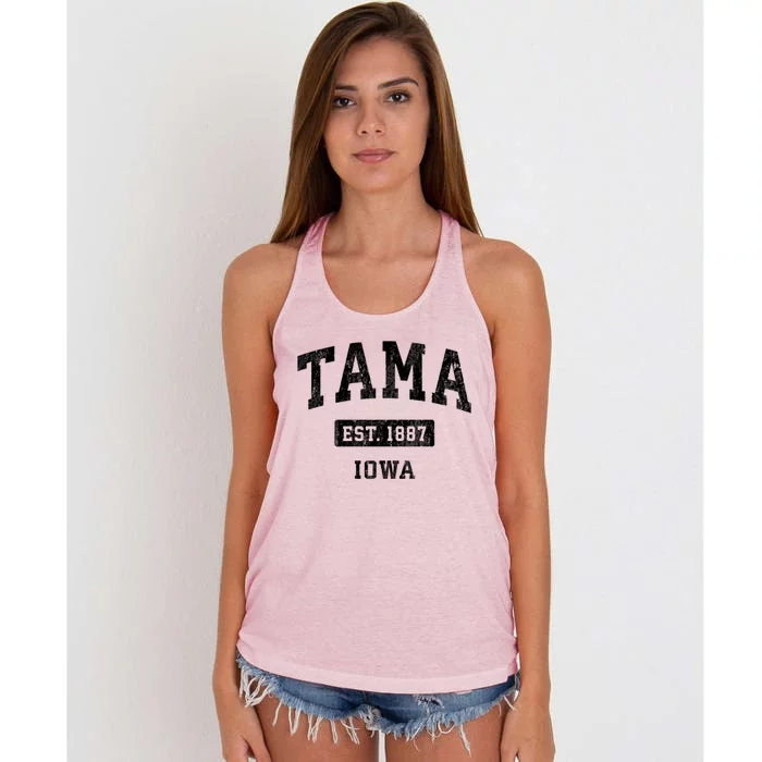 Tama Iowa Ia Vintage Sports Established Women's Knotted Racerback Tank