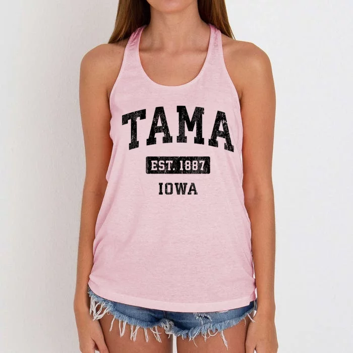 Tama Iowa Ia Vintage Sports Established Women's Knotted Racerback Tank