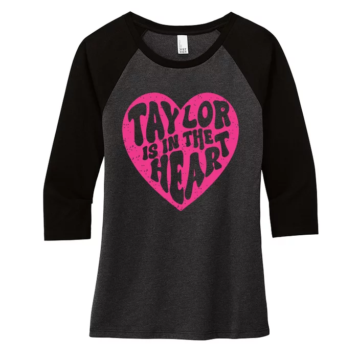 Taylor Is In The Heart Groovy 80s Vintage Women's Tri-Blend 3/4-Sleeve Raglan Shirt