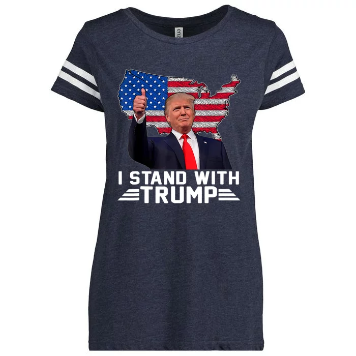 Trump Indicted I Stand With Trump American Flag Enza Ladies Jersey Football T-Shirt