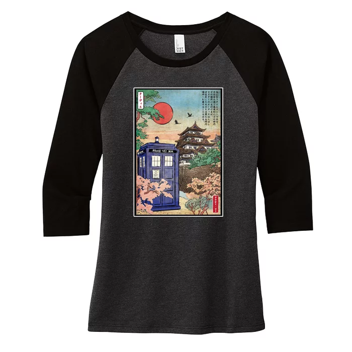 Tardis In Japan Women's Tri-Blend 3/4-Sleeve Raglan Shirt